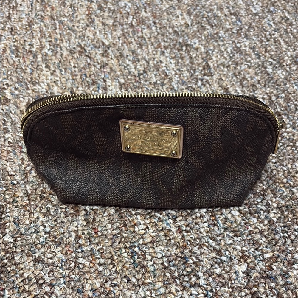 Michael Kors Dark Brown Monogram Make up Bag